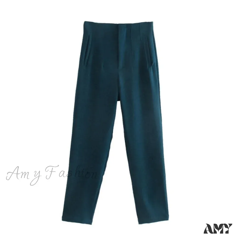 Amy Fashion - Chic Button Zip Elegant Pink Casual Pants