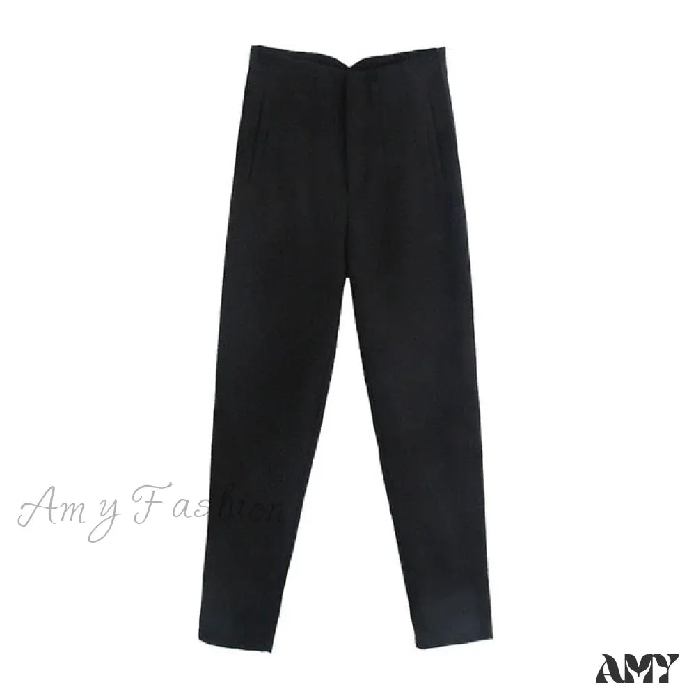 Amy Fashion - Chic Button Zip Elegant Pink Casual Pants