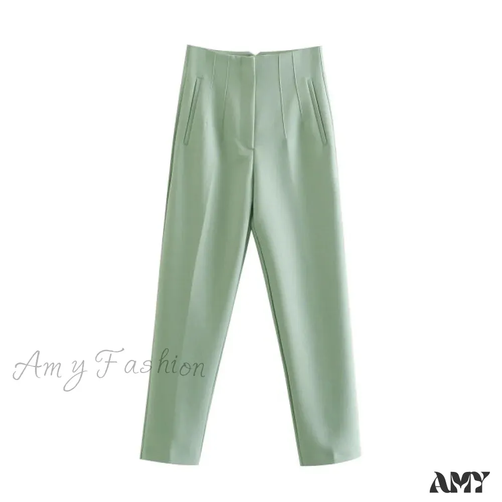 Amy Fashion - Chic Button Zip Elegant Pink Casual Pants