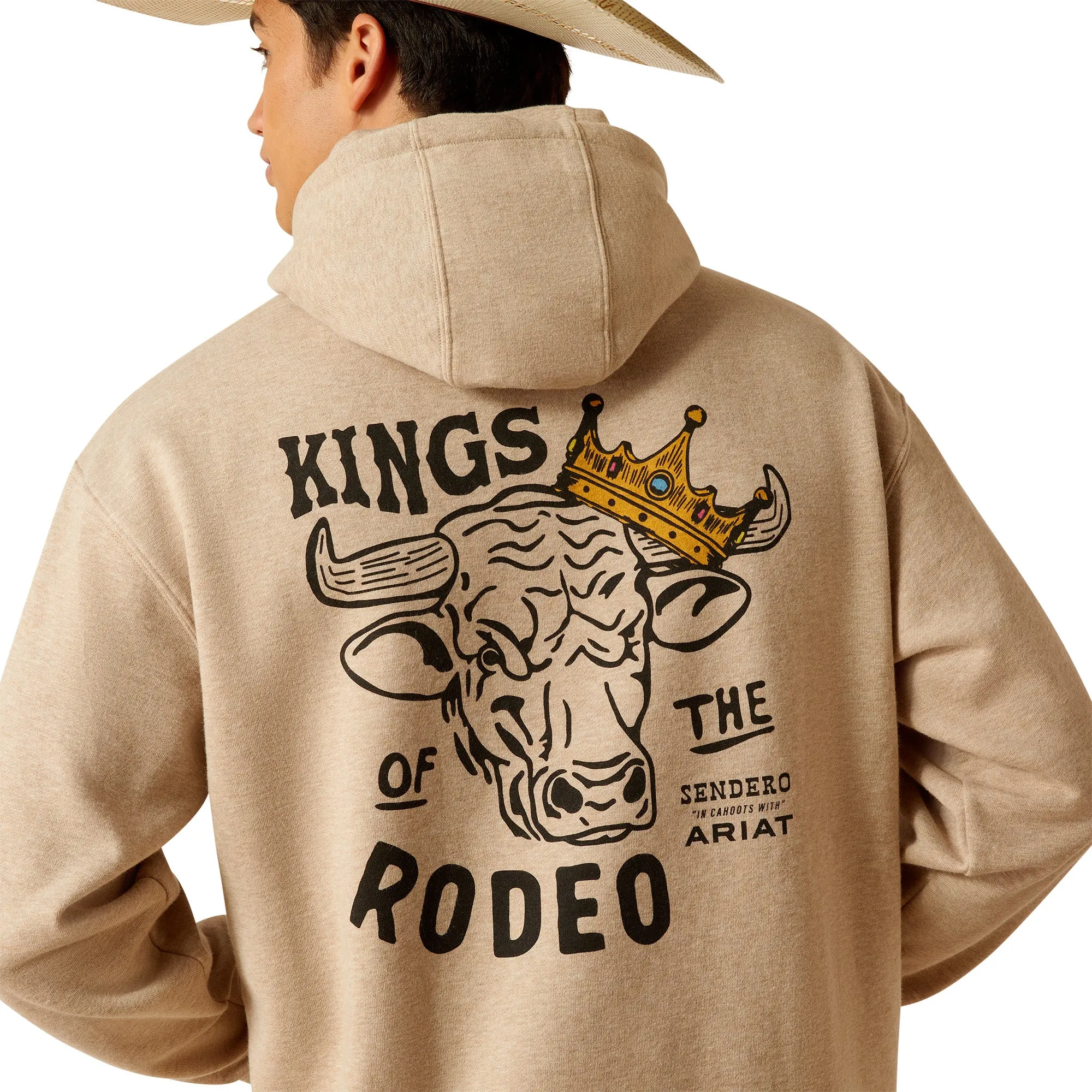 Ariat Men's Sendero King Cow Oatmeal Heather Pullover Hoodie 10047847