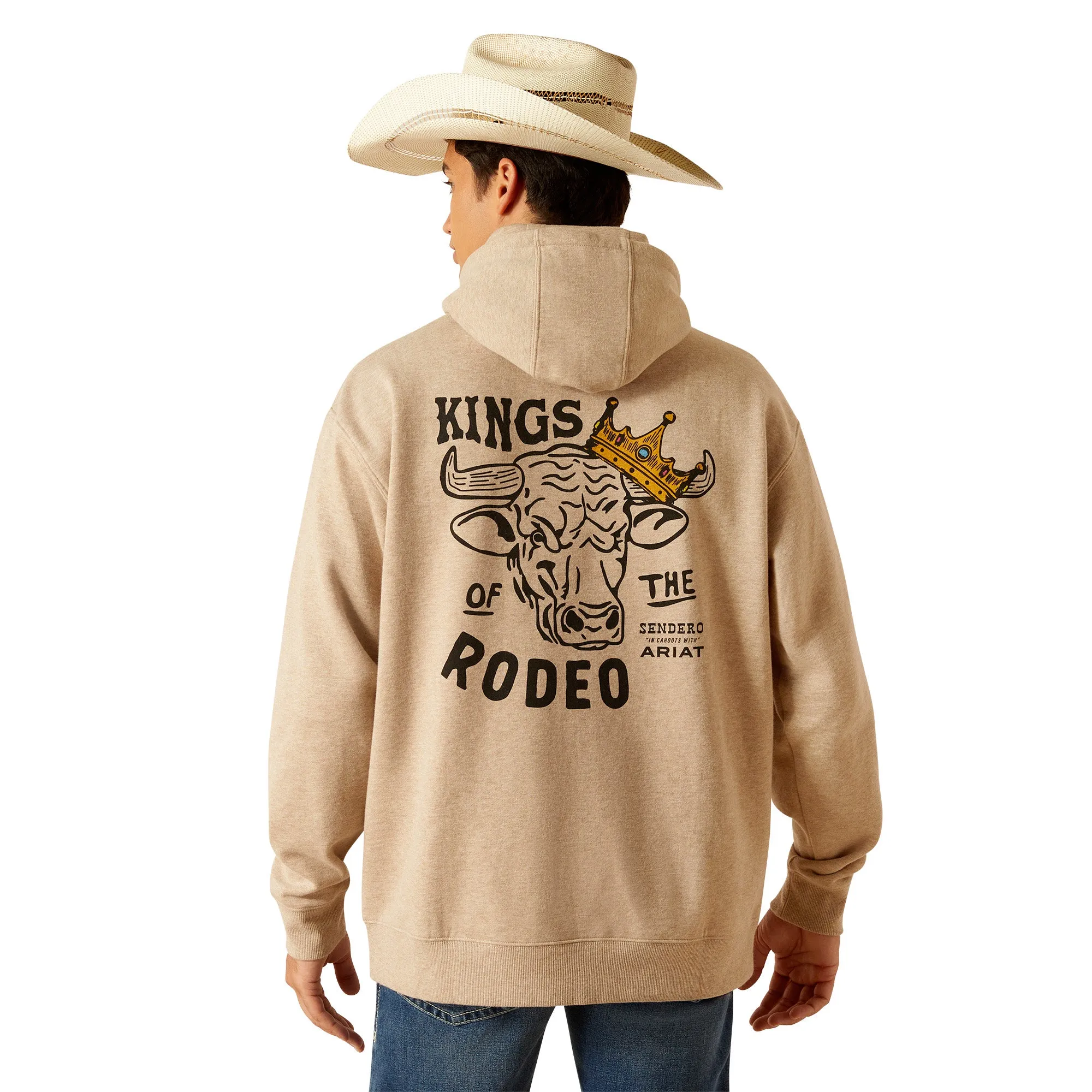 Ariat Men's Sendero King Cow Oatmeal Heather Pullover Hoodie 10047847