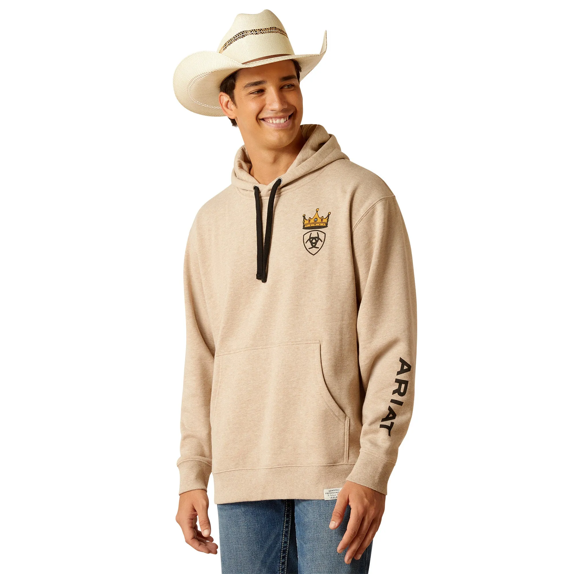 Ariat Men's Sendero King Cow Oatmeal Heather Pullover Hoodie 10047847