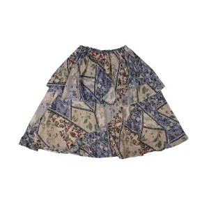 Belati Light Blue Patchwork Floral Skirt