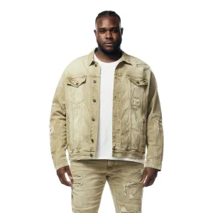 Big and Tall - Rip & Repaired Color Jean Jacket - Light Oak