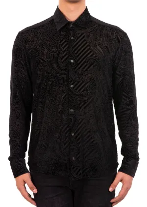 Black Paisley Velvet Shirt