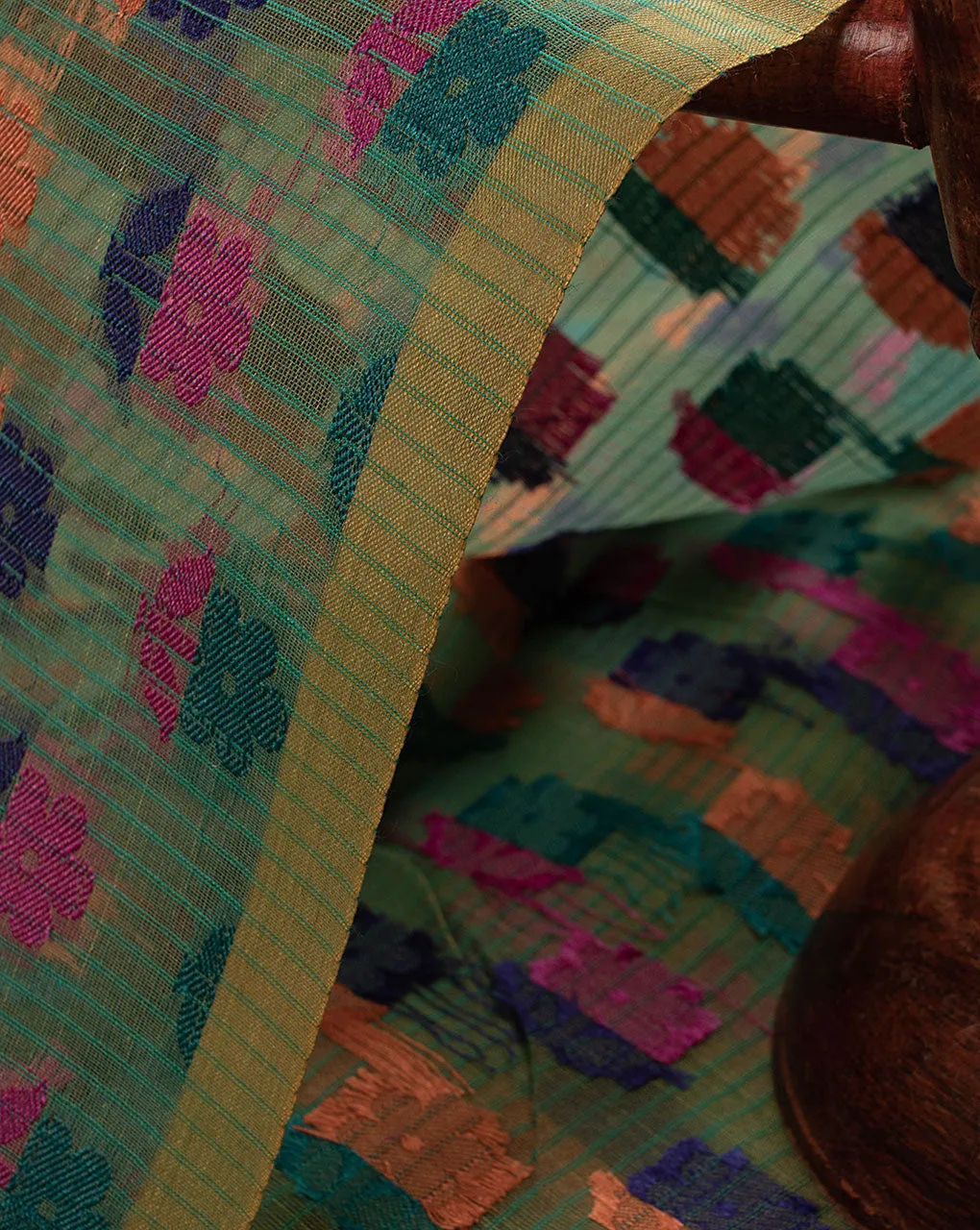 Booti Woven Jacquard Chanderi Fabric