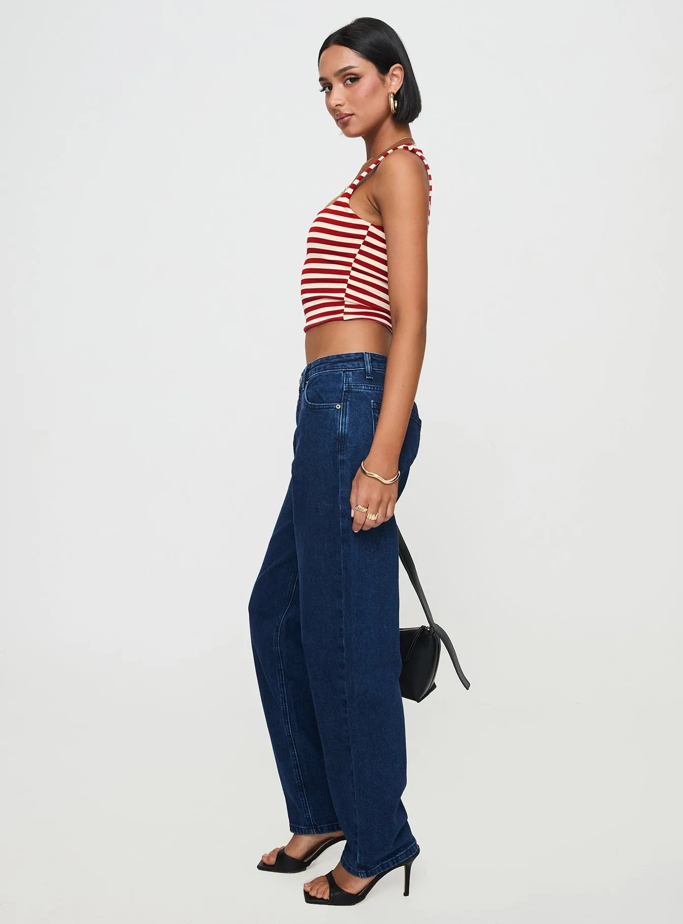 Britta Mid Rise Tapered Leg Jeans Dark Wash