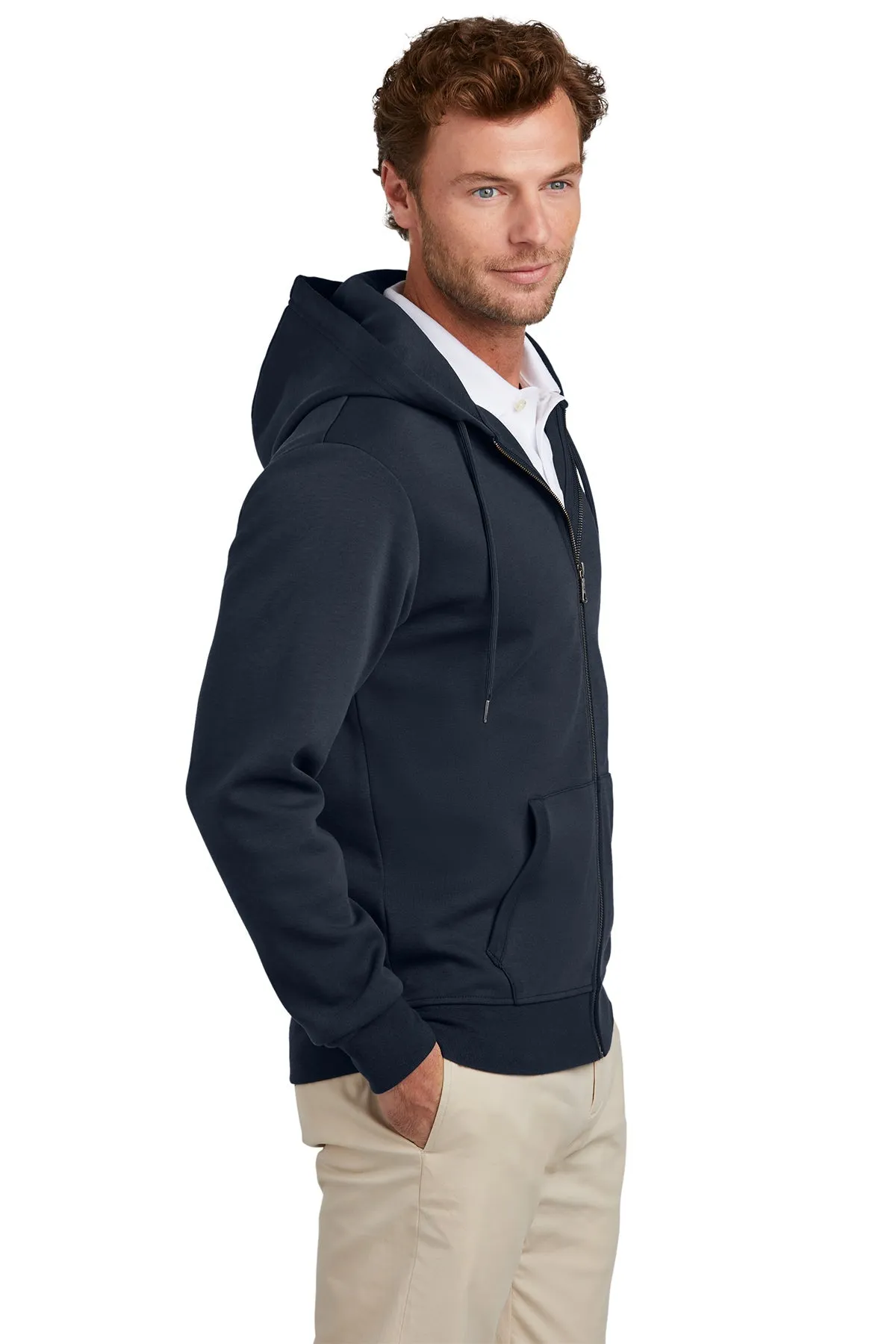 Brooks Brothers Double-Knit Full-Zip Hoodie, Night Navy