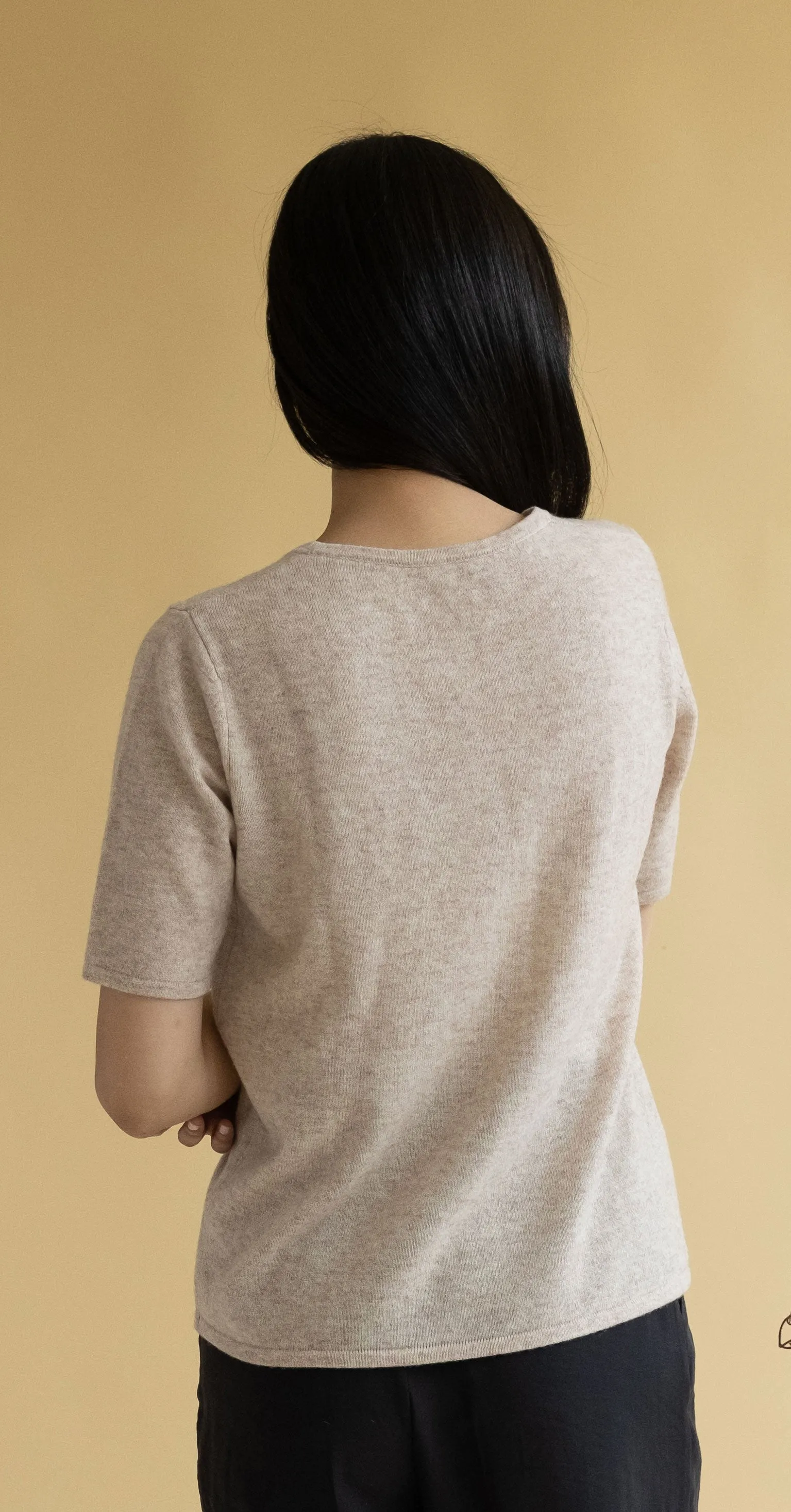 Crewneck Short Sleeve Oversize Cashmere Sweater