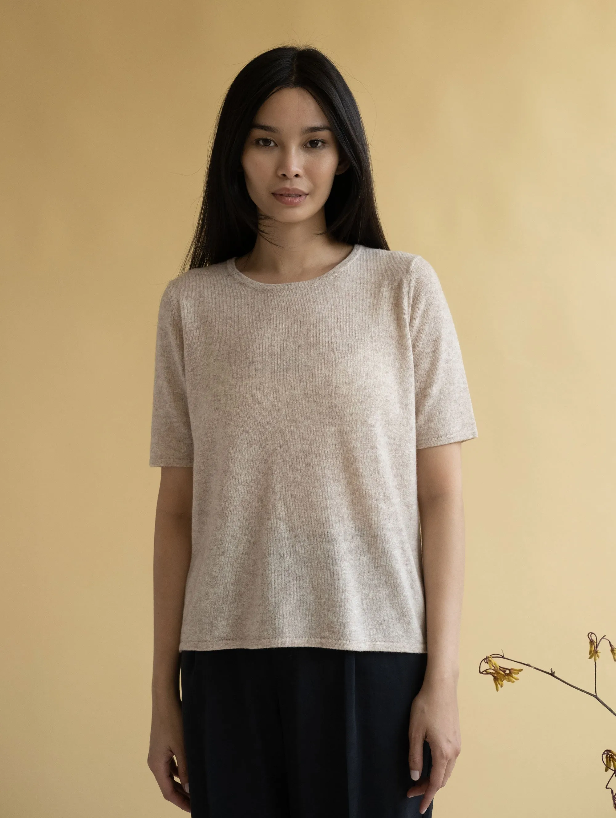 Crewneck Short Sleeve Oversize Cashmere Sweater