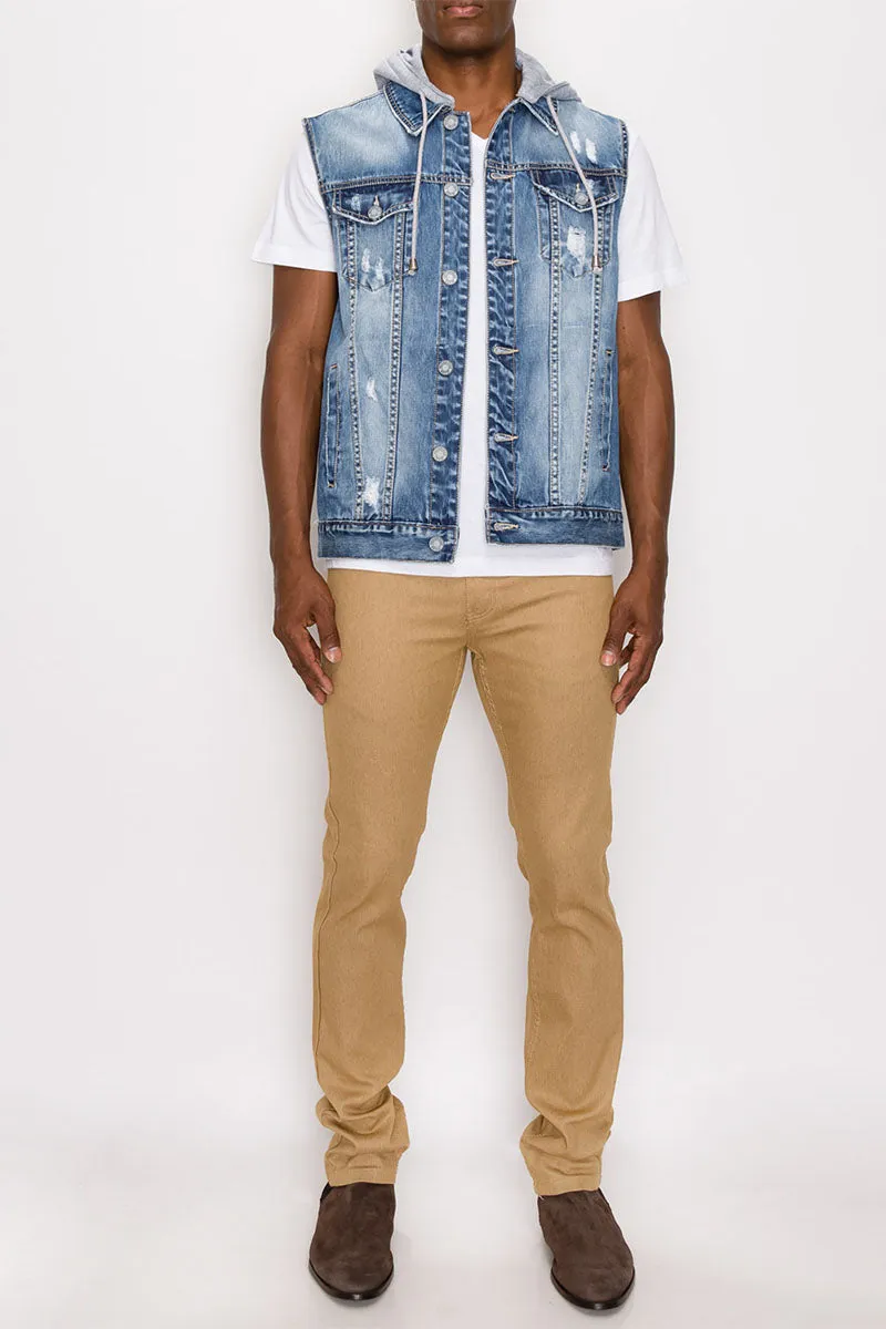 Detachable Hood Denim Vest