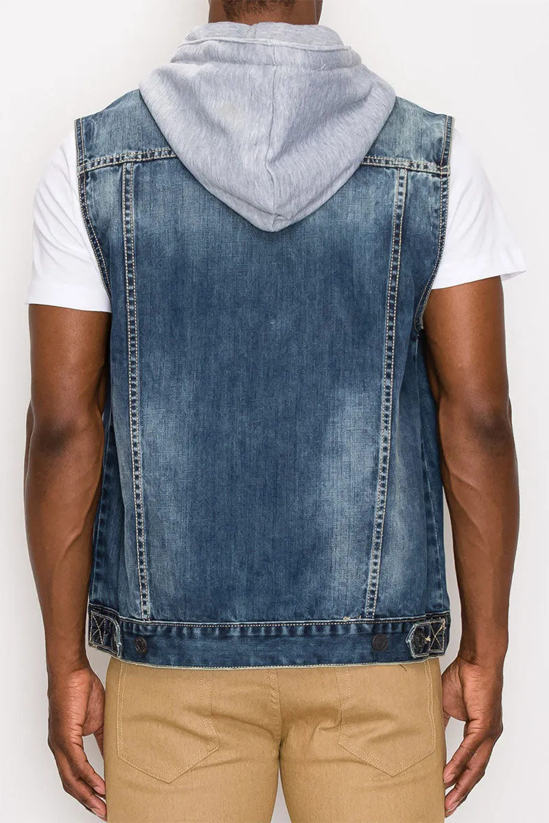 Detachable Hood Denim Vest