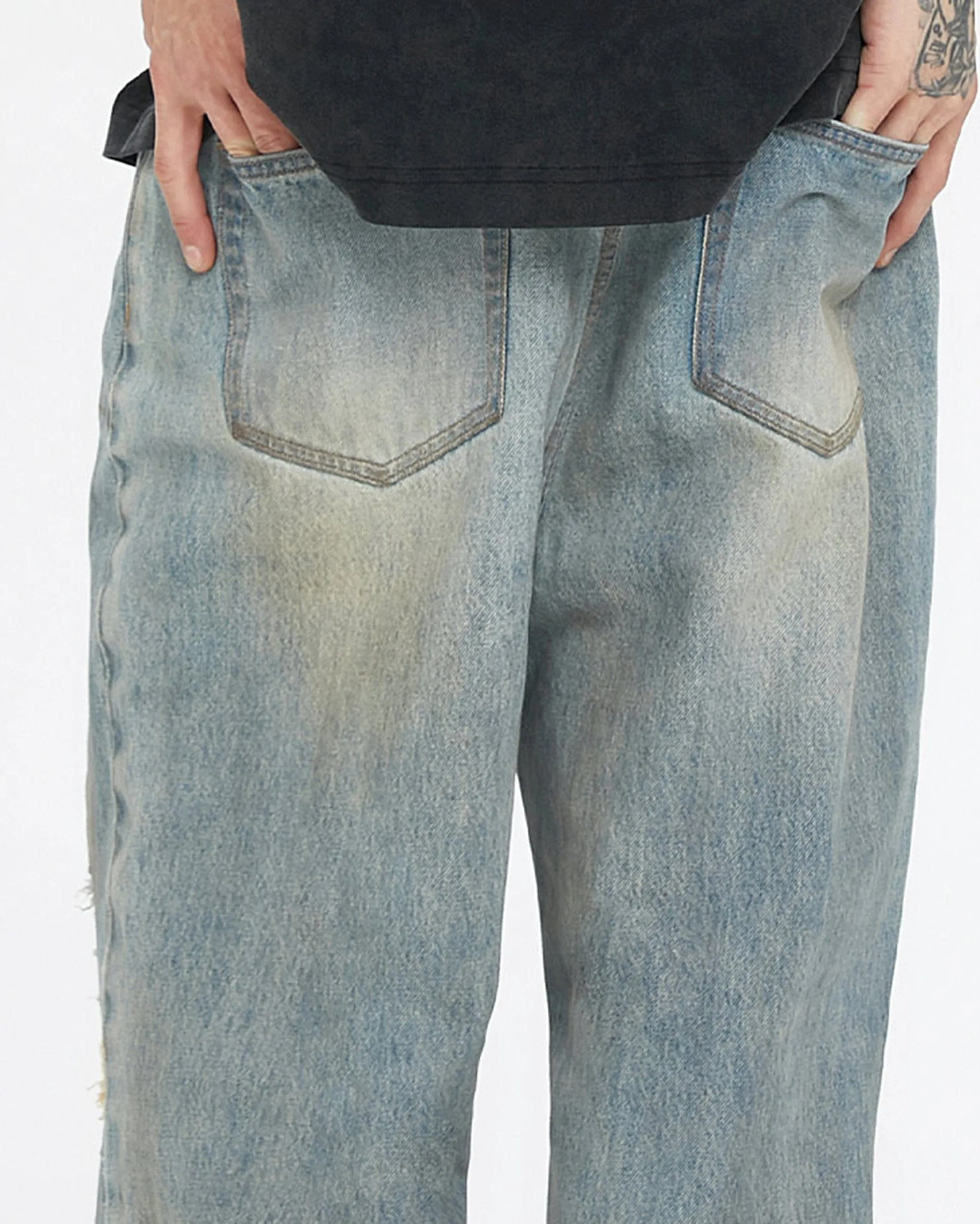 Distressed Classic Wide Leg Jeans