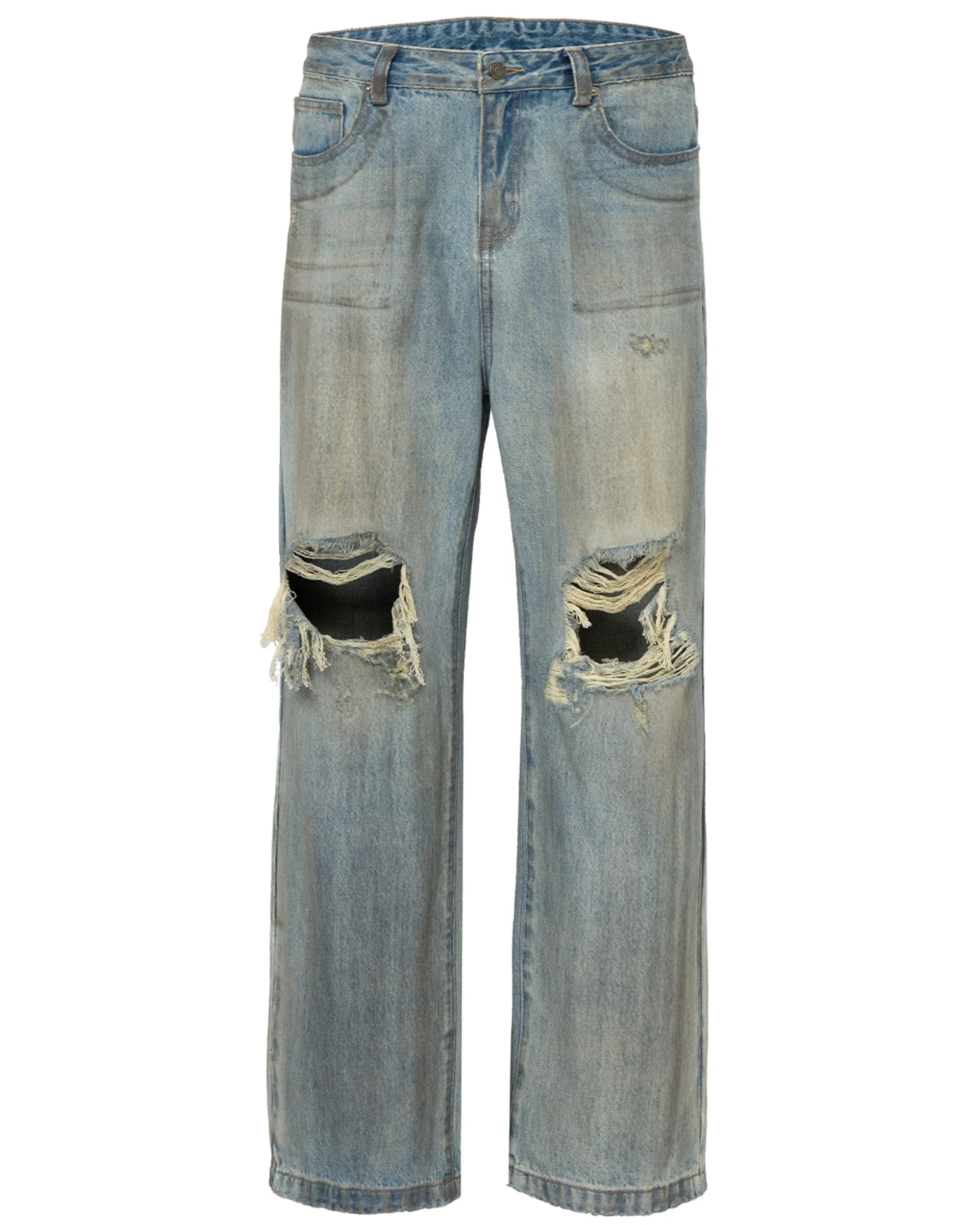 Distressed Classic Wide Leg Jeans