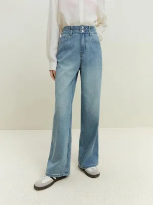 Double Buttoned Light Washed Jeans