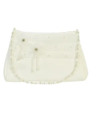 Girls Ivory Organza Trim Rhinestones Stylish Communion Purse