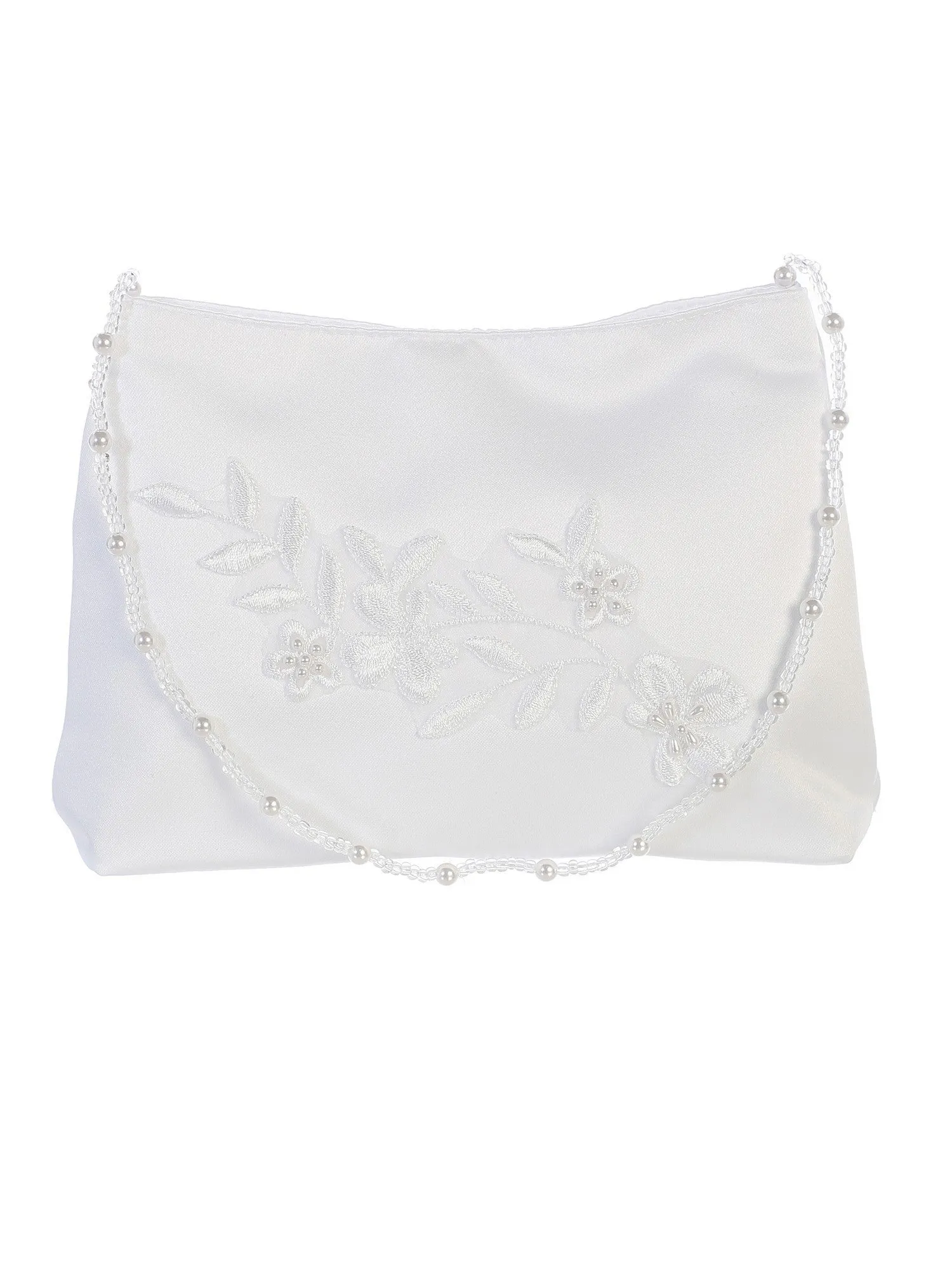 Girls White Flower Embroidered Stylish Communion Purse