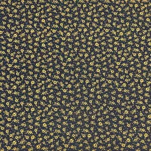 Gold Flowers on Black Cotton Poplin Fabric