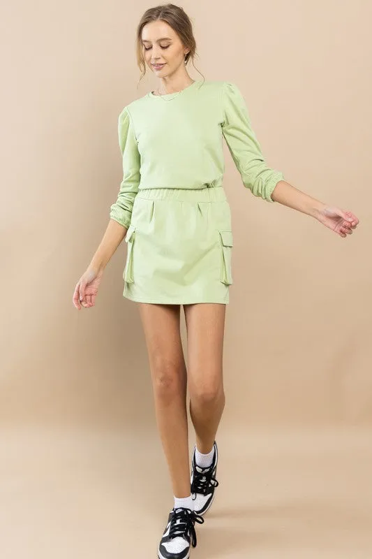 Green Mini Cargo Skirt