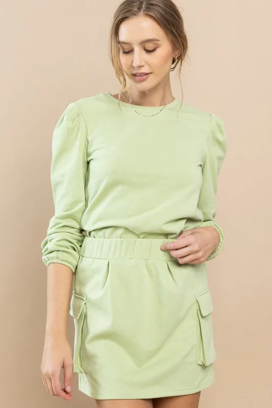 Green Mini Cargo Skirt