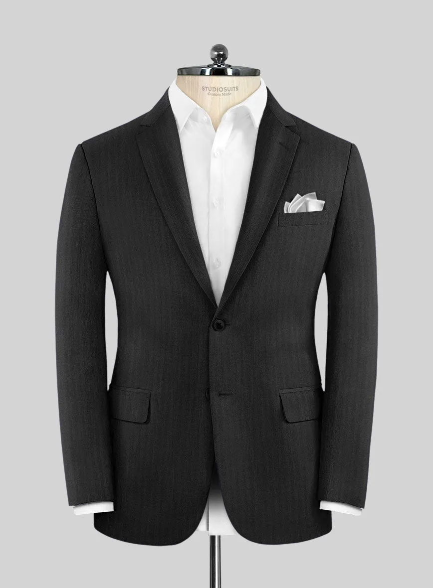 Hardy Minnis Black Herringbone Wool Jacket