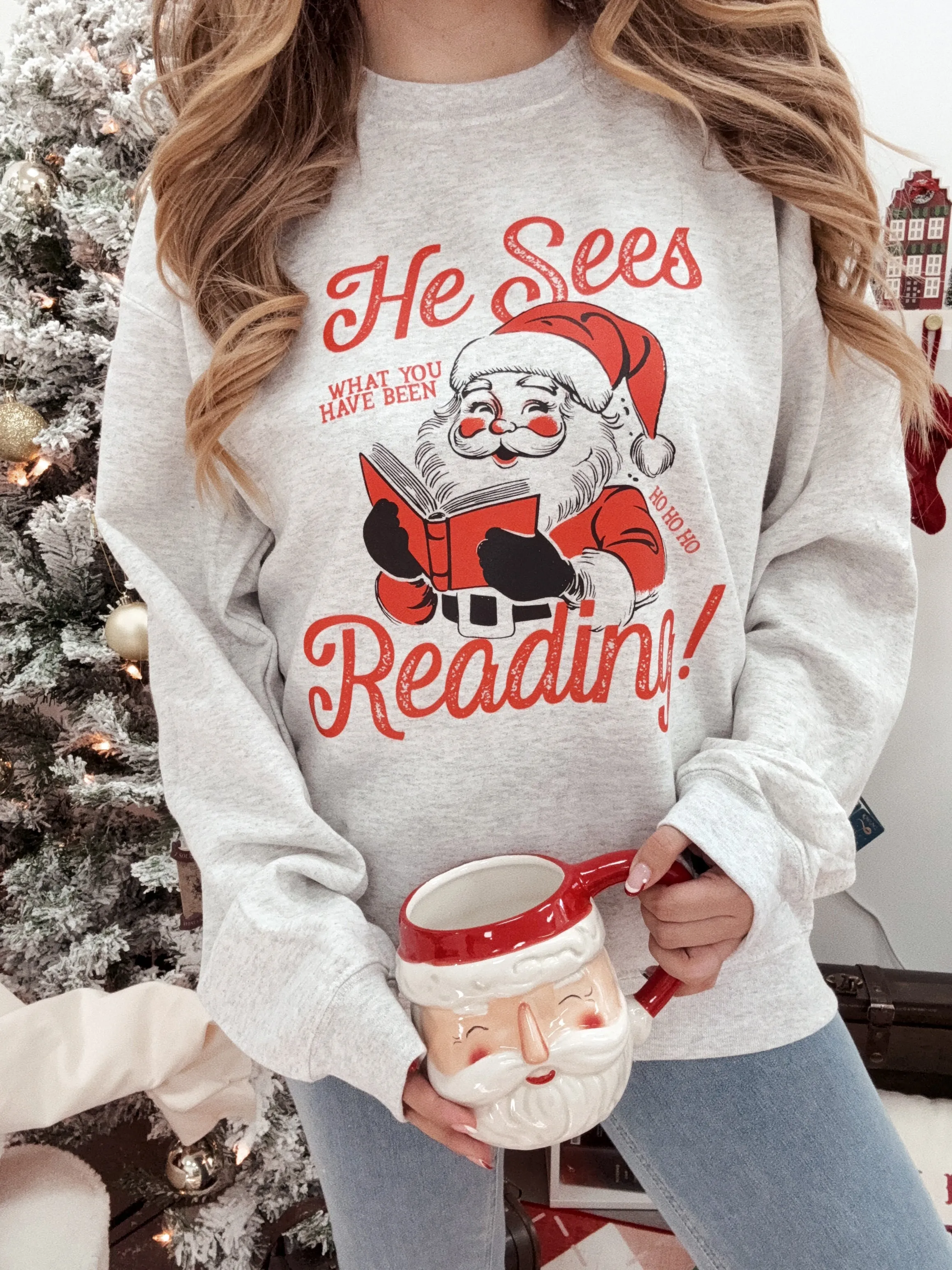 He Sees What You Read Crewneck Sweatshirt