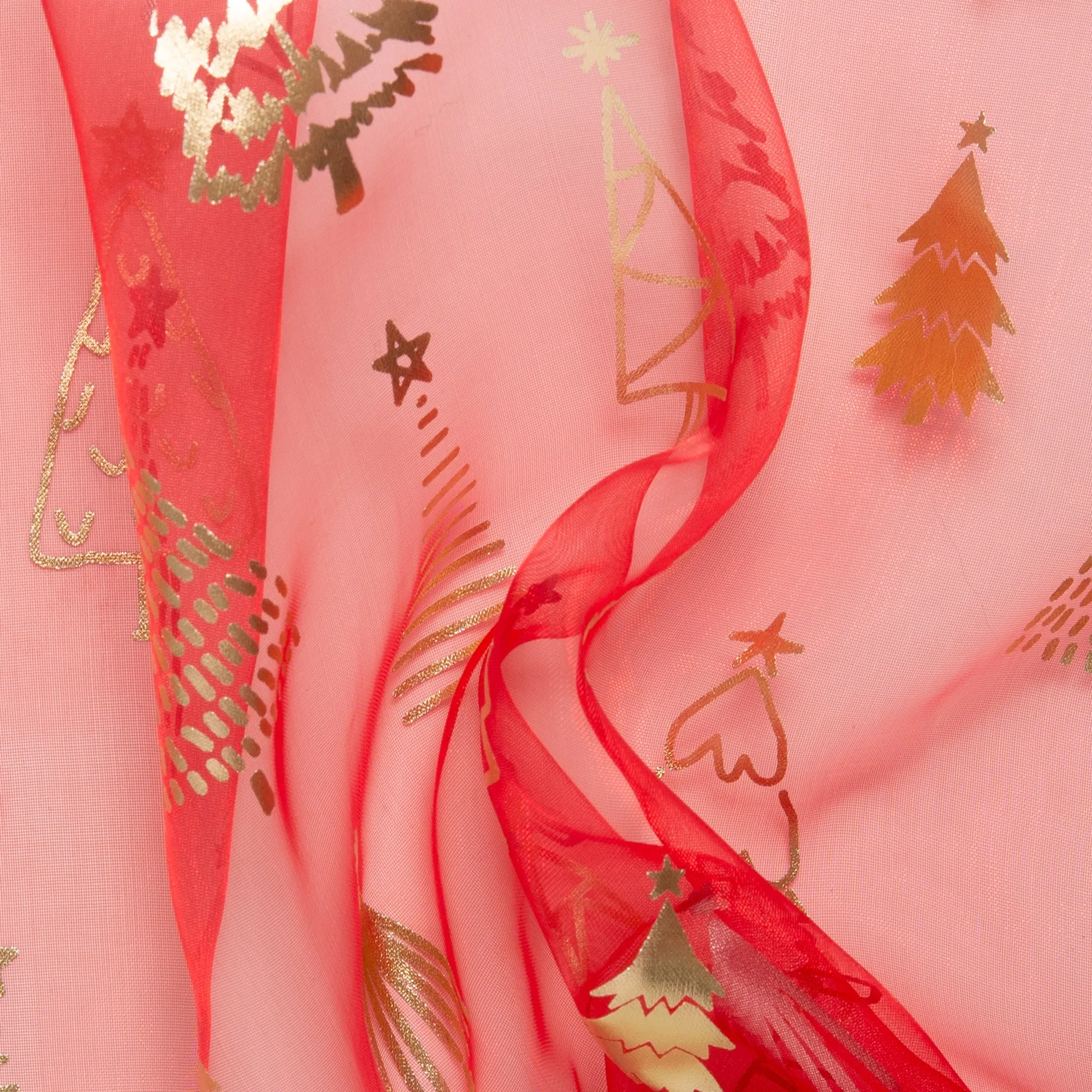 Holiday Organza Foil - Christmas tree - Red