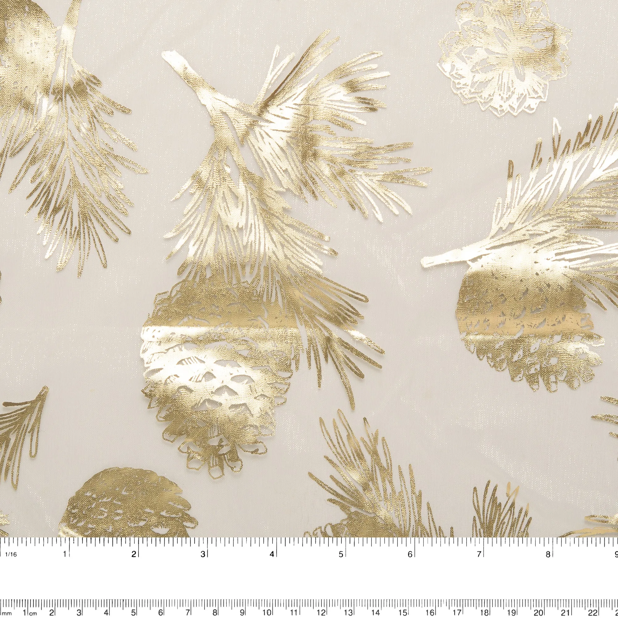 Holiday Organza Foil - Pine cone - White / Gold