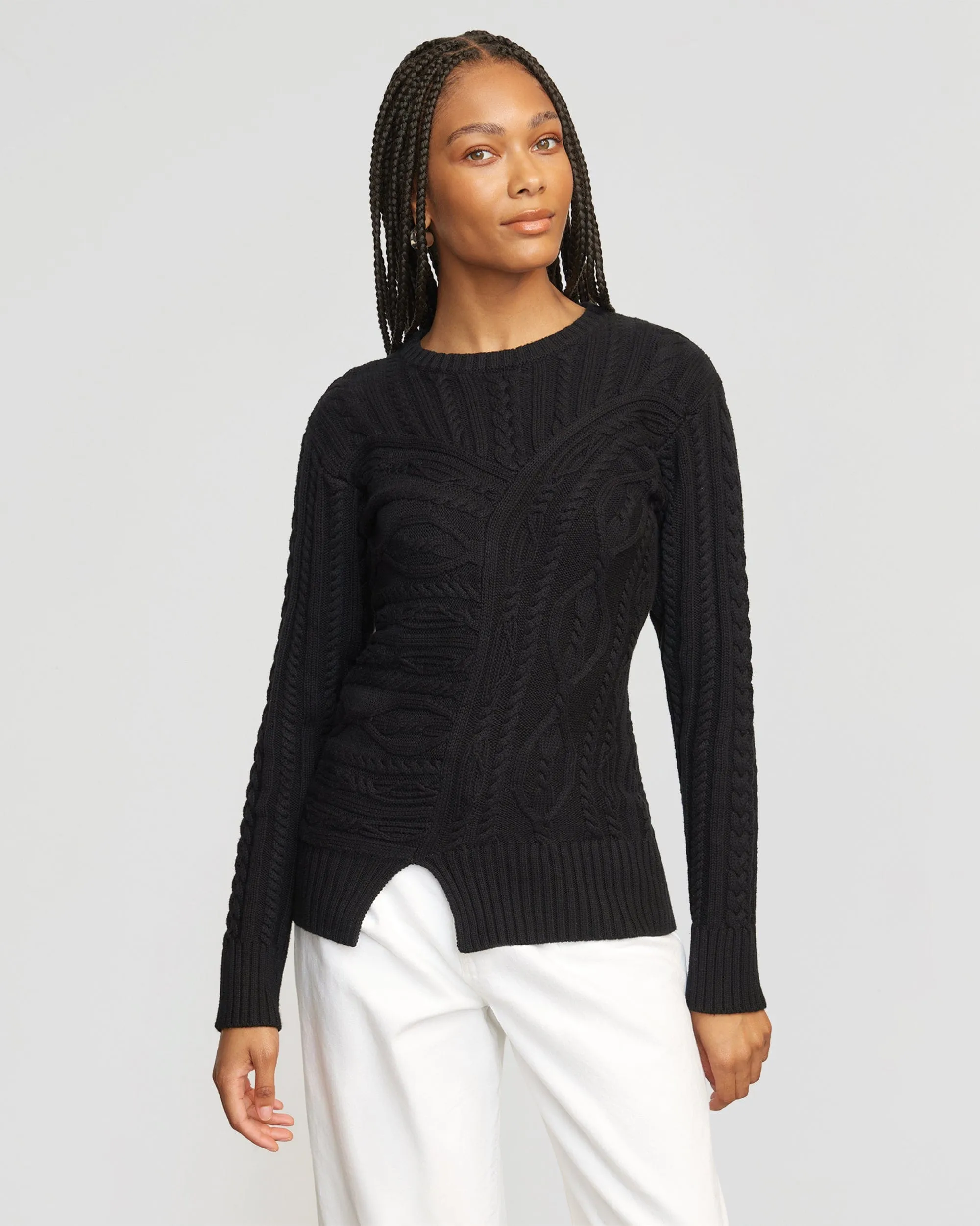 Imelda Cable Knit Crew Neck Sweater