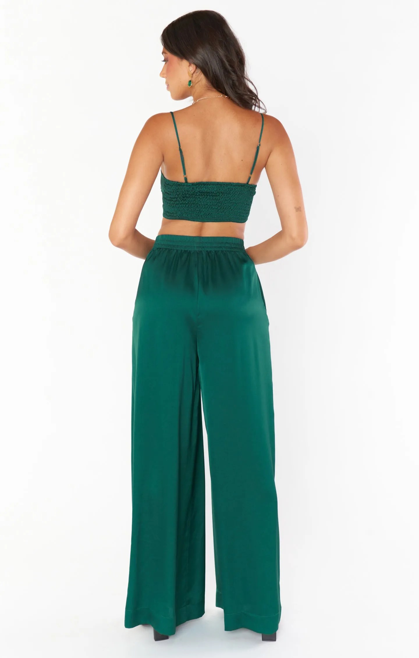 Irwin Pants ~ Emerald Luxe Satin