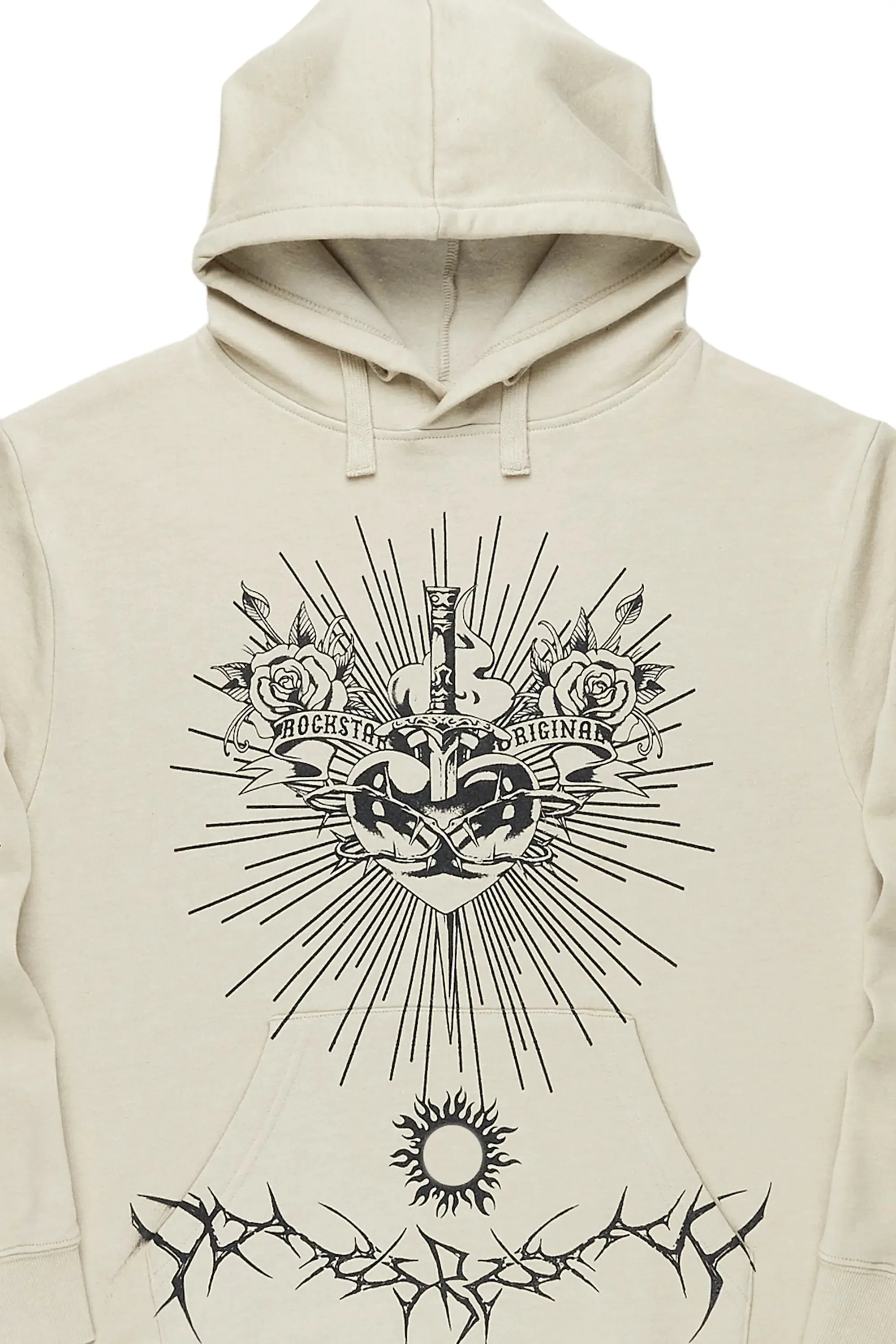 Leander Beige Graphic Hoodie