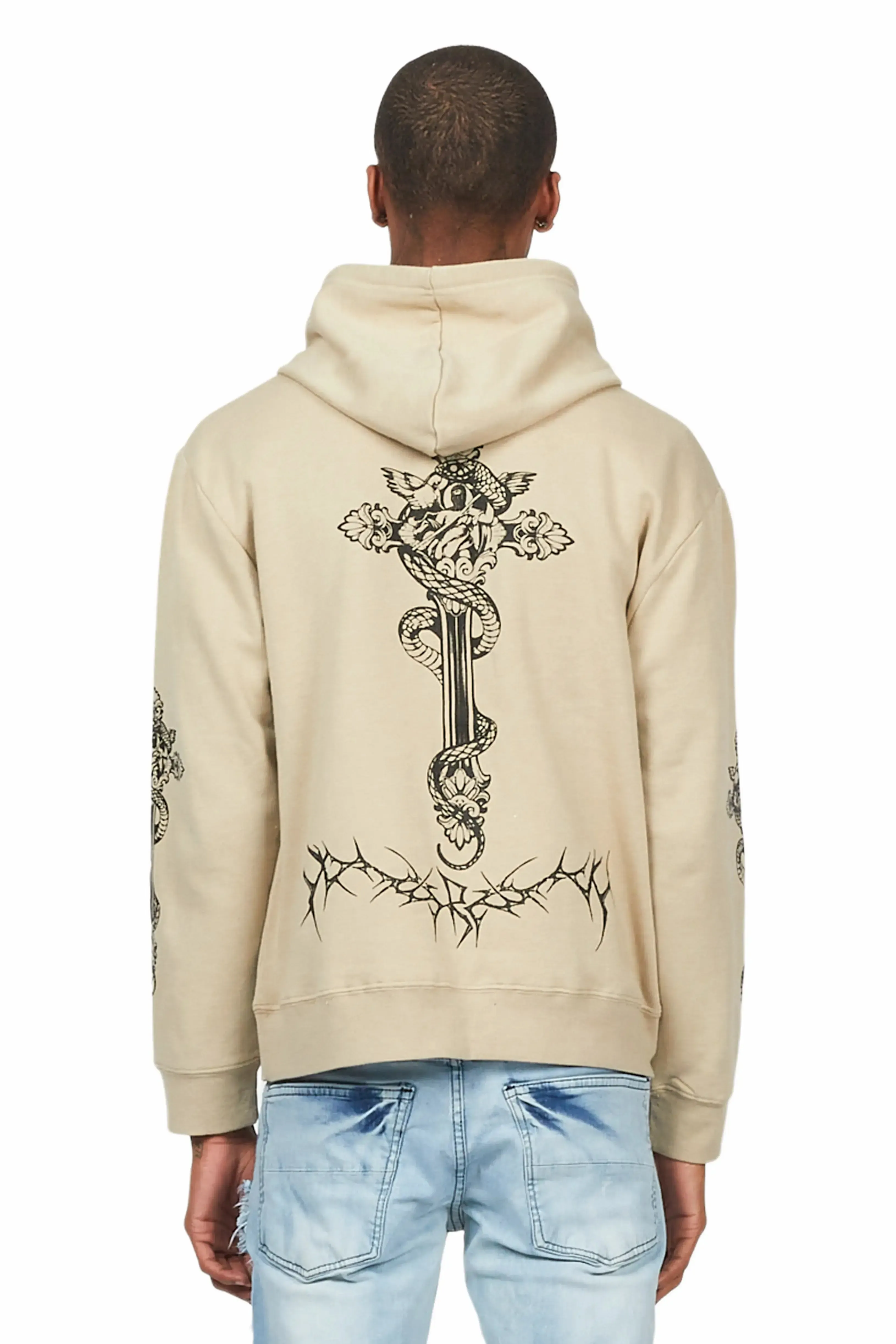 Leander Beige Graphic Hoodie