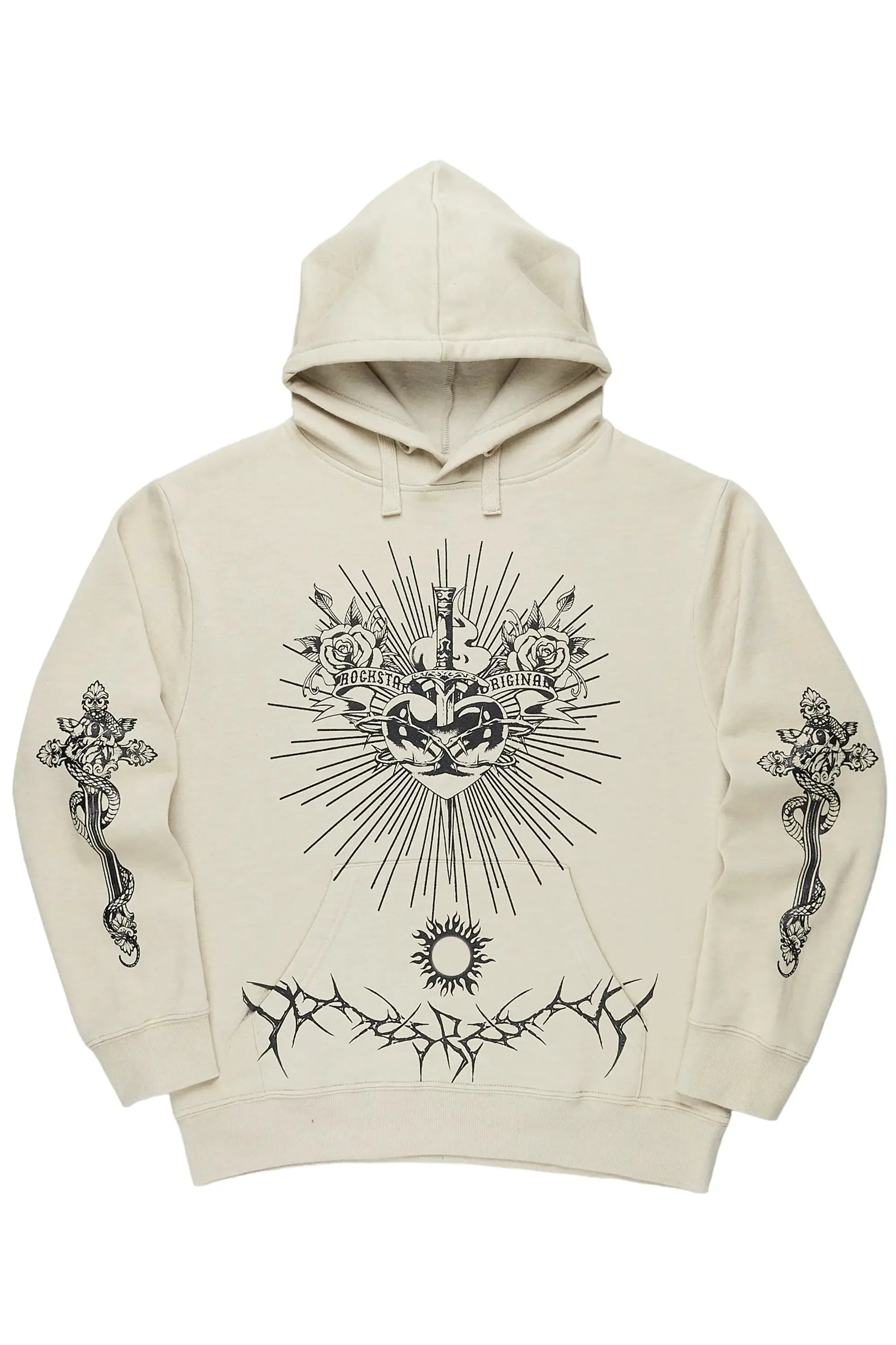 Leander Beige Graphic Hoodie