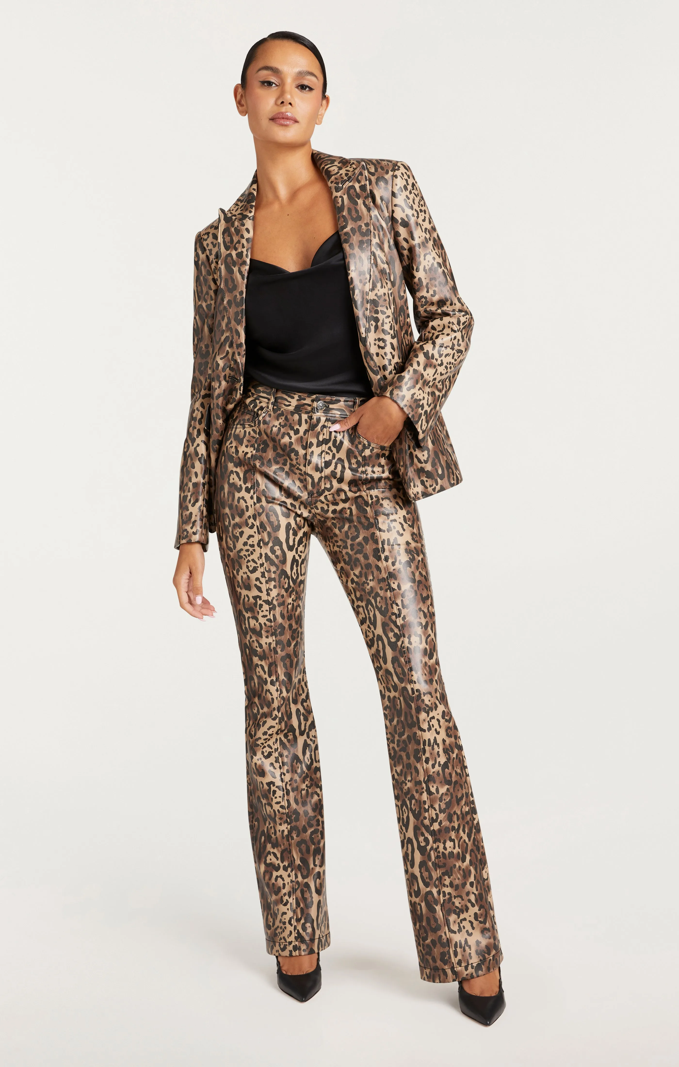 Leopard Vegan Leather Cheyenne Blazer