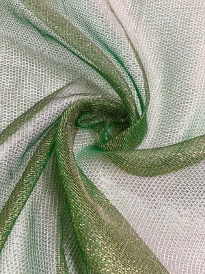 Light Green Silk Metallic Mesh Fabric