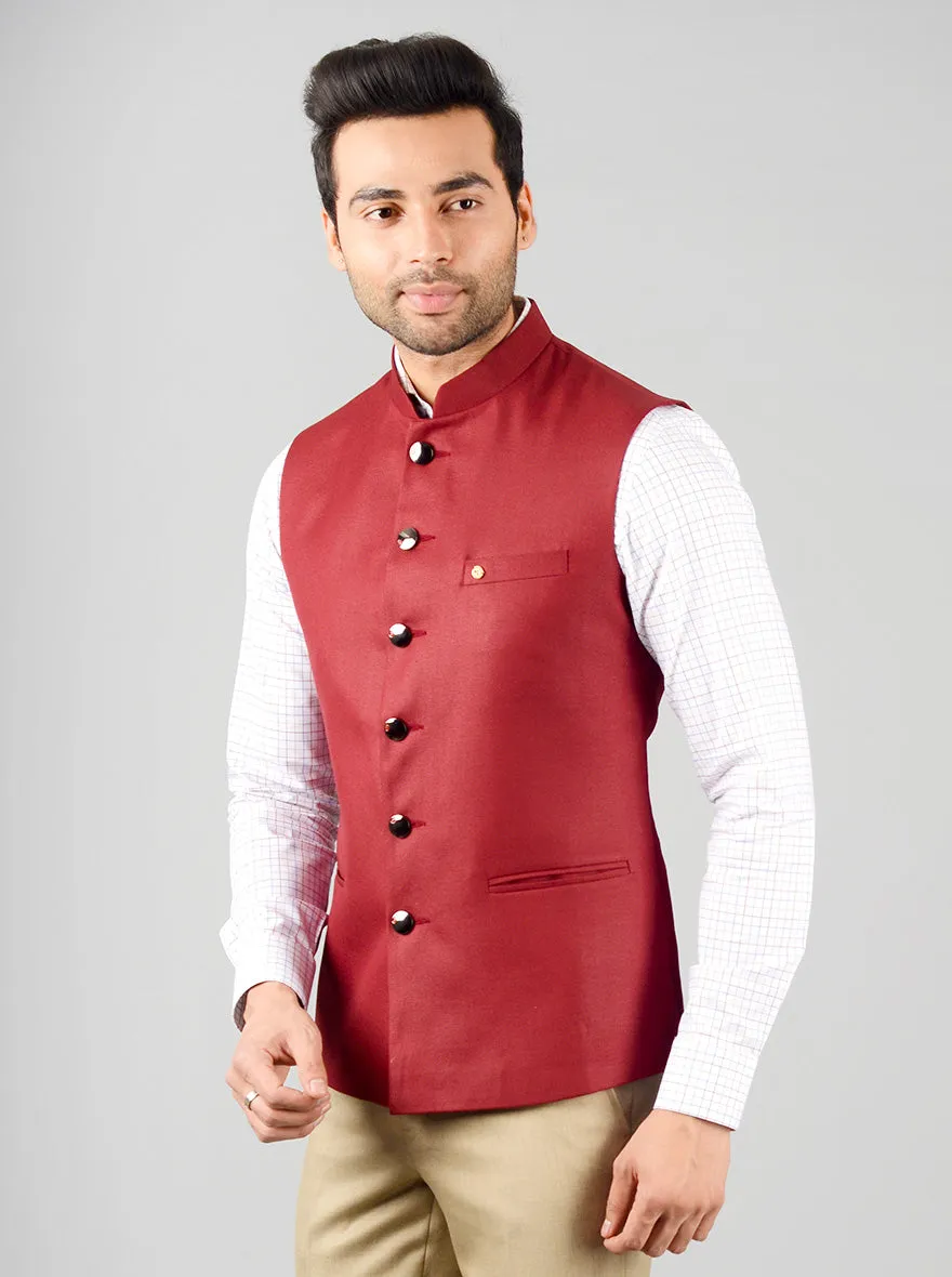 Maroon Bandhgala Jacket | Greenfibre