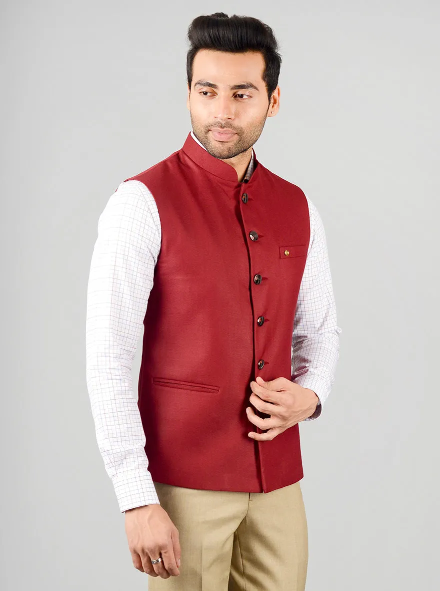 Maroon Bandhgala Jacket | Greenfibre