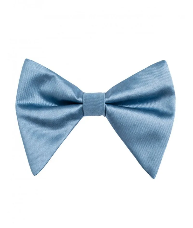 Men's Sky Blue Satin Tear Drop Butterfly Bowtie with Hanky