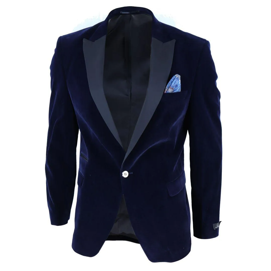 Mens Soft Velvet 1 Button Dinner Jacket Tuxedo Blazer Smart Casual Tailored Fit