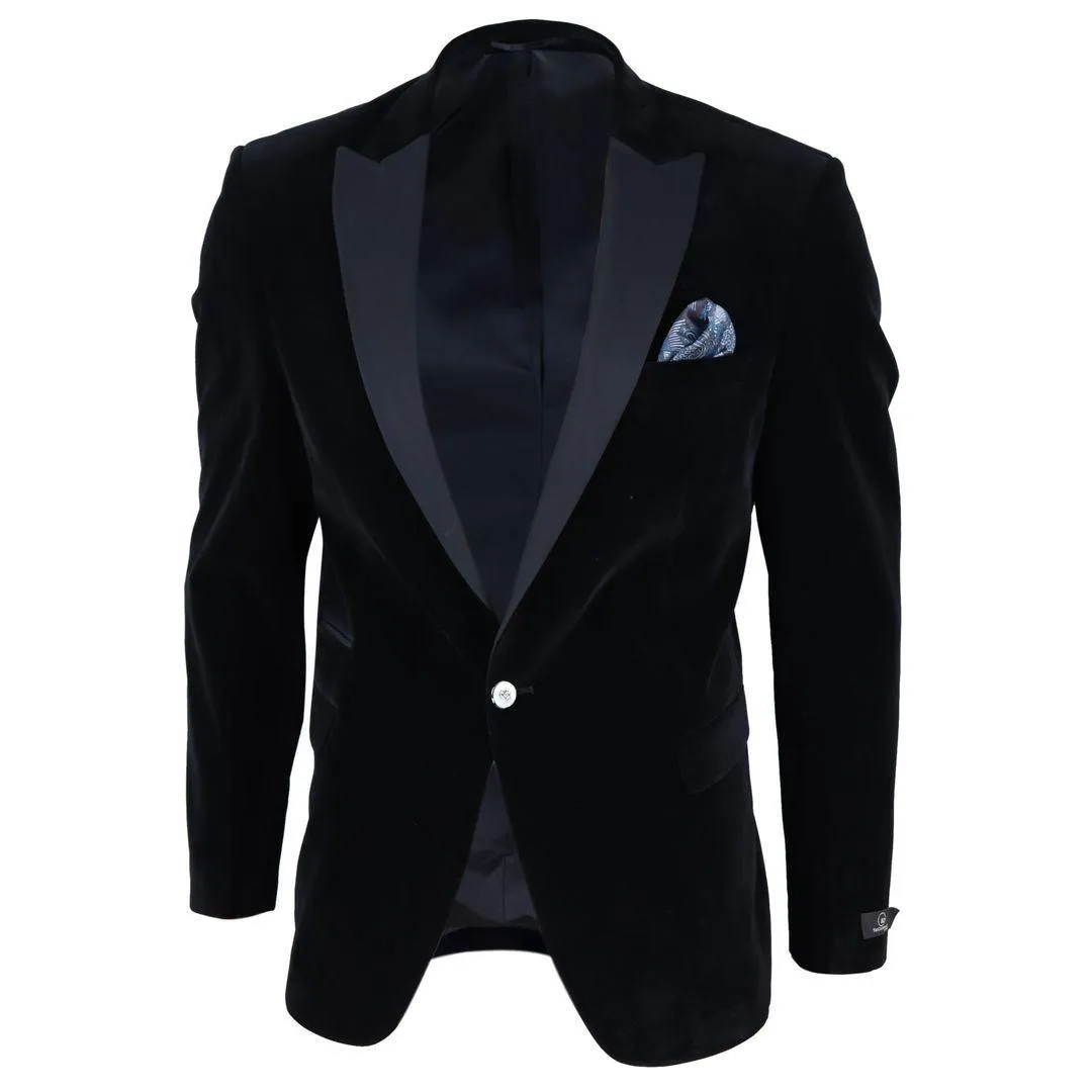 Mens Soft Velvet 1 Button Dinner Jacket Tuxedo Blazer Smart Casual Tailored Fit