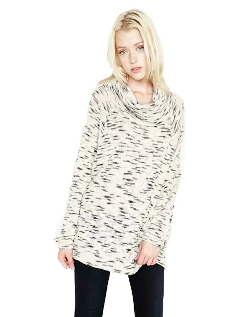 Michael Lauren Jase Oversized Cowl Neck Sweater in Natural/Slate