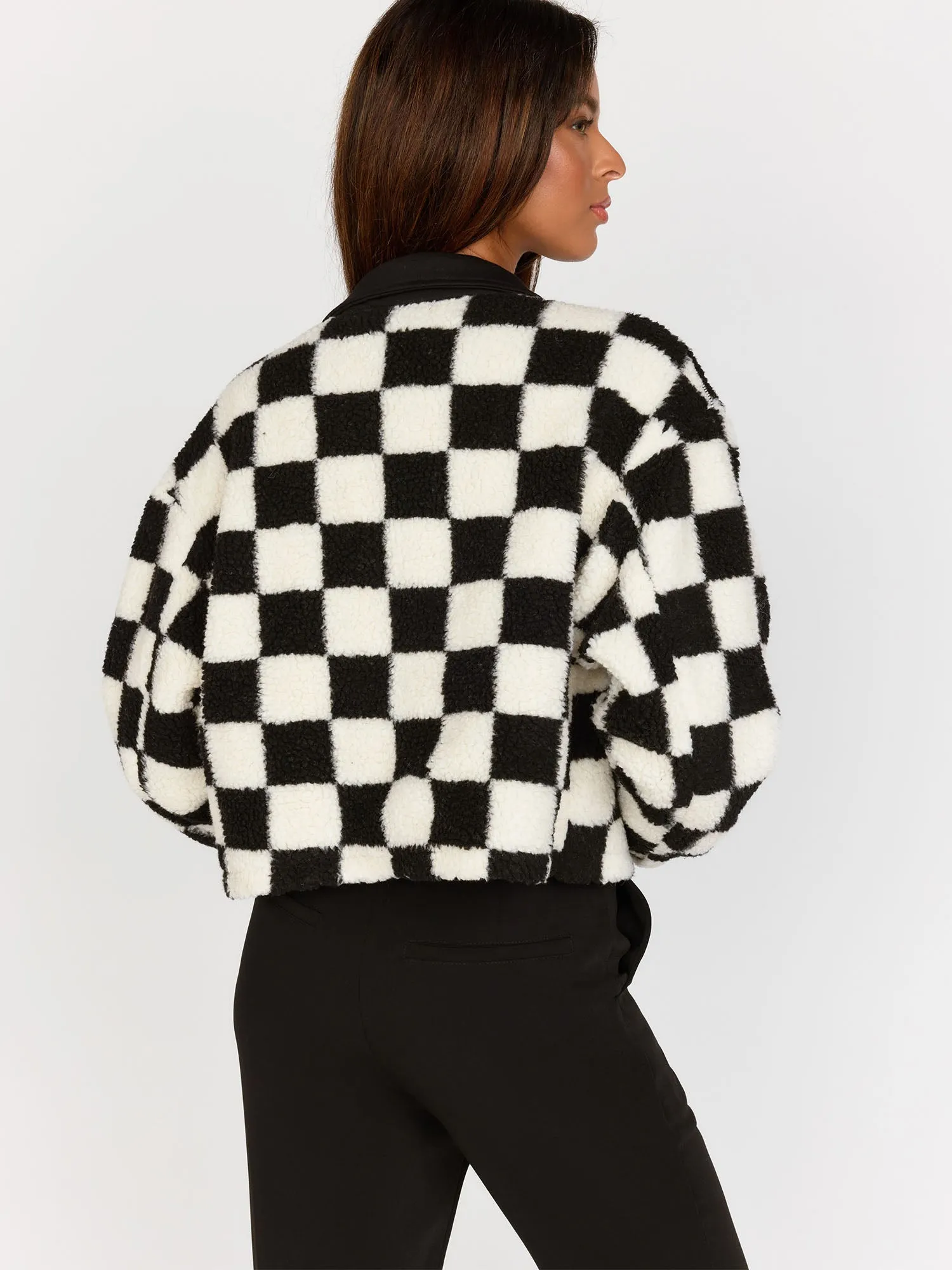 Papercrane Fleece Checkerboard Bomber Jacket - Brands We Love