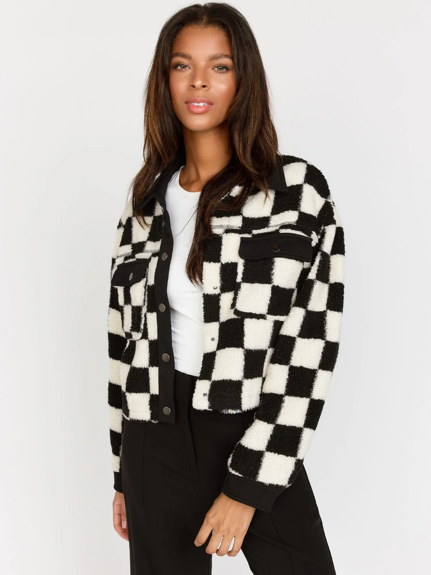 Papercrane Fleece Checkerboard Bomber Jacket - Brands We Love