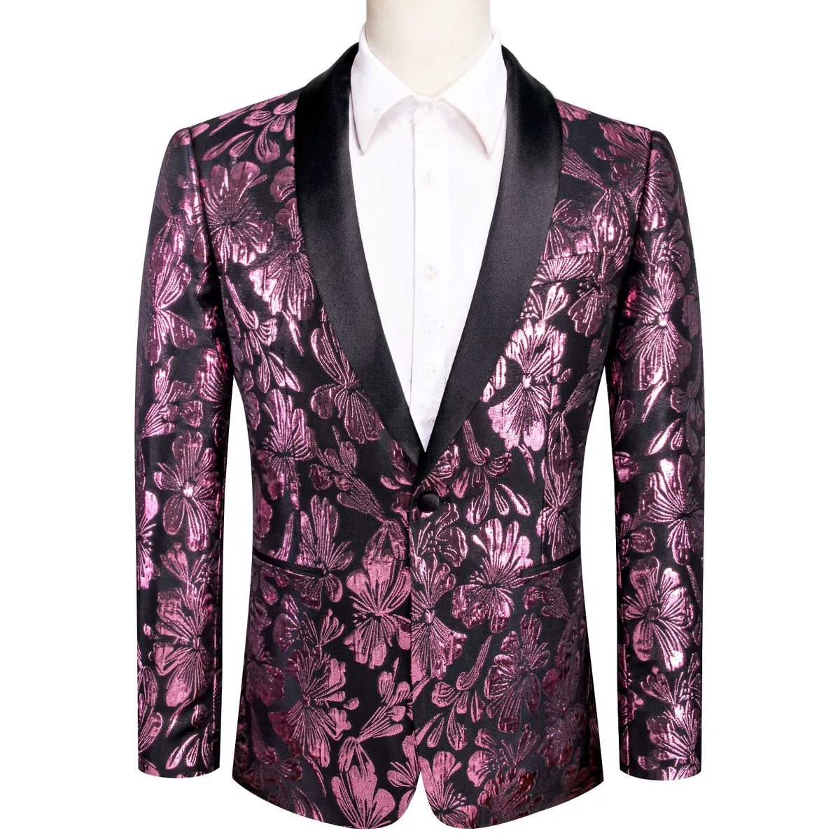 Pink Floral Tuxedo Jacket