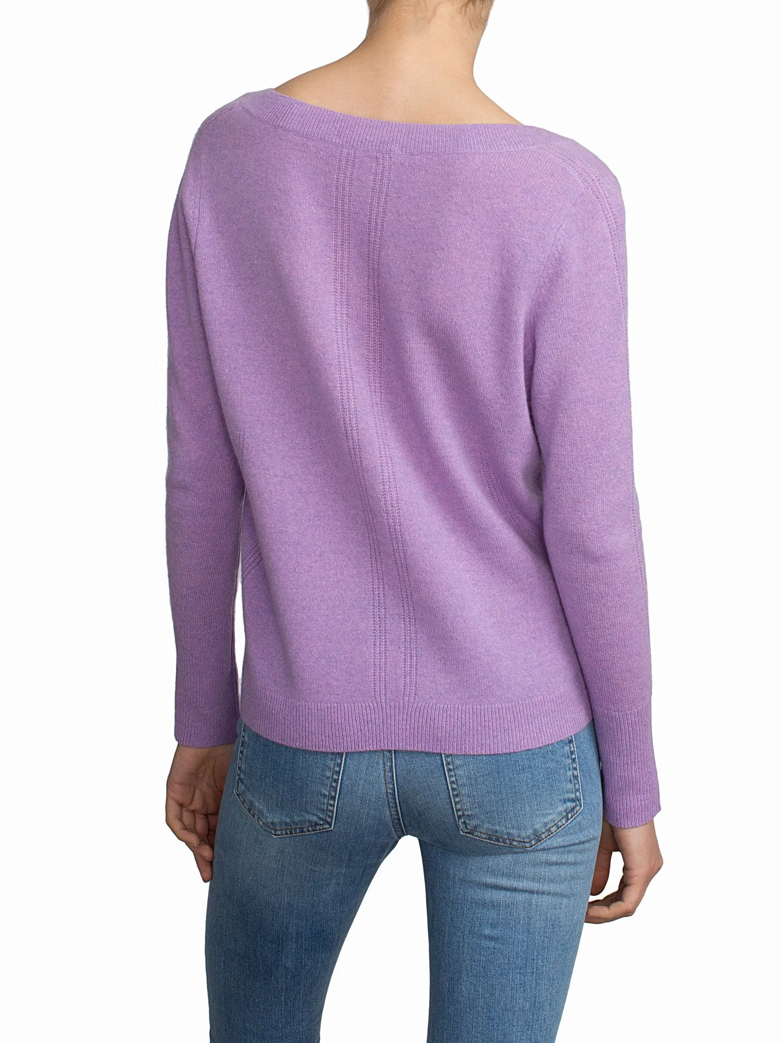 Placed Rib Vneck Juneberry Heather