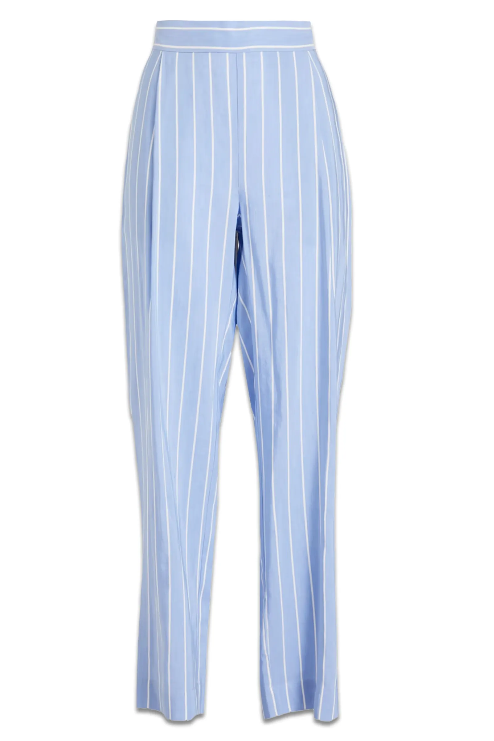 Pleated Striped Woven Wide-Leg Pants