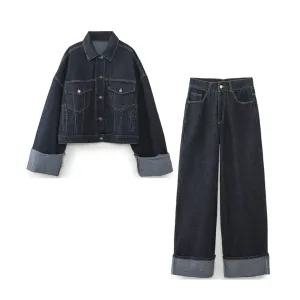 Pre Order:  Classic Denim Jacket   Pants Set