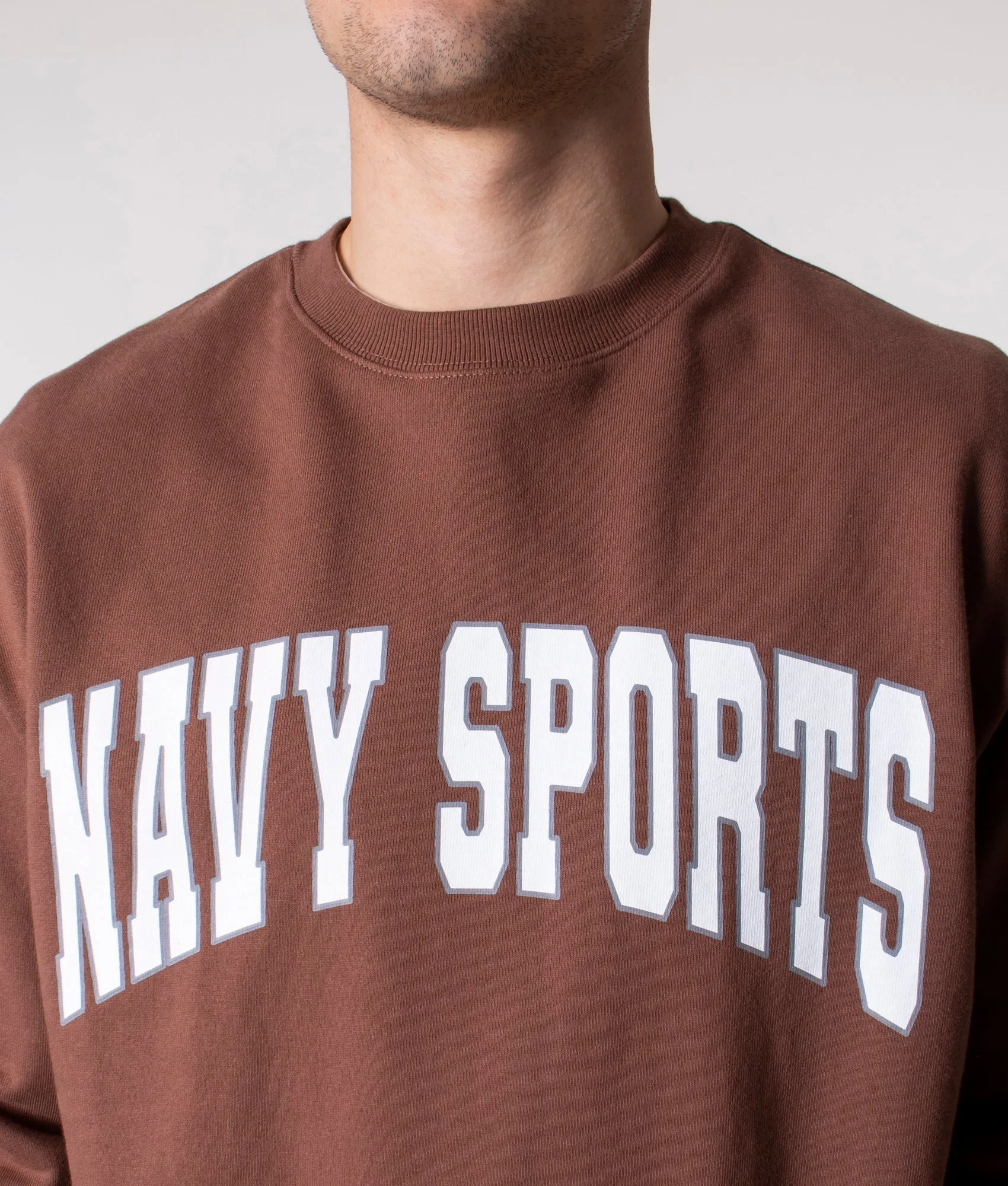 Relaxed Fit Navy Sports Arch Logo Sweatshirt