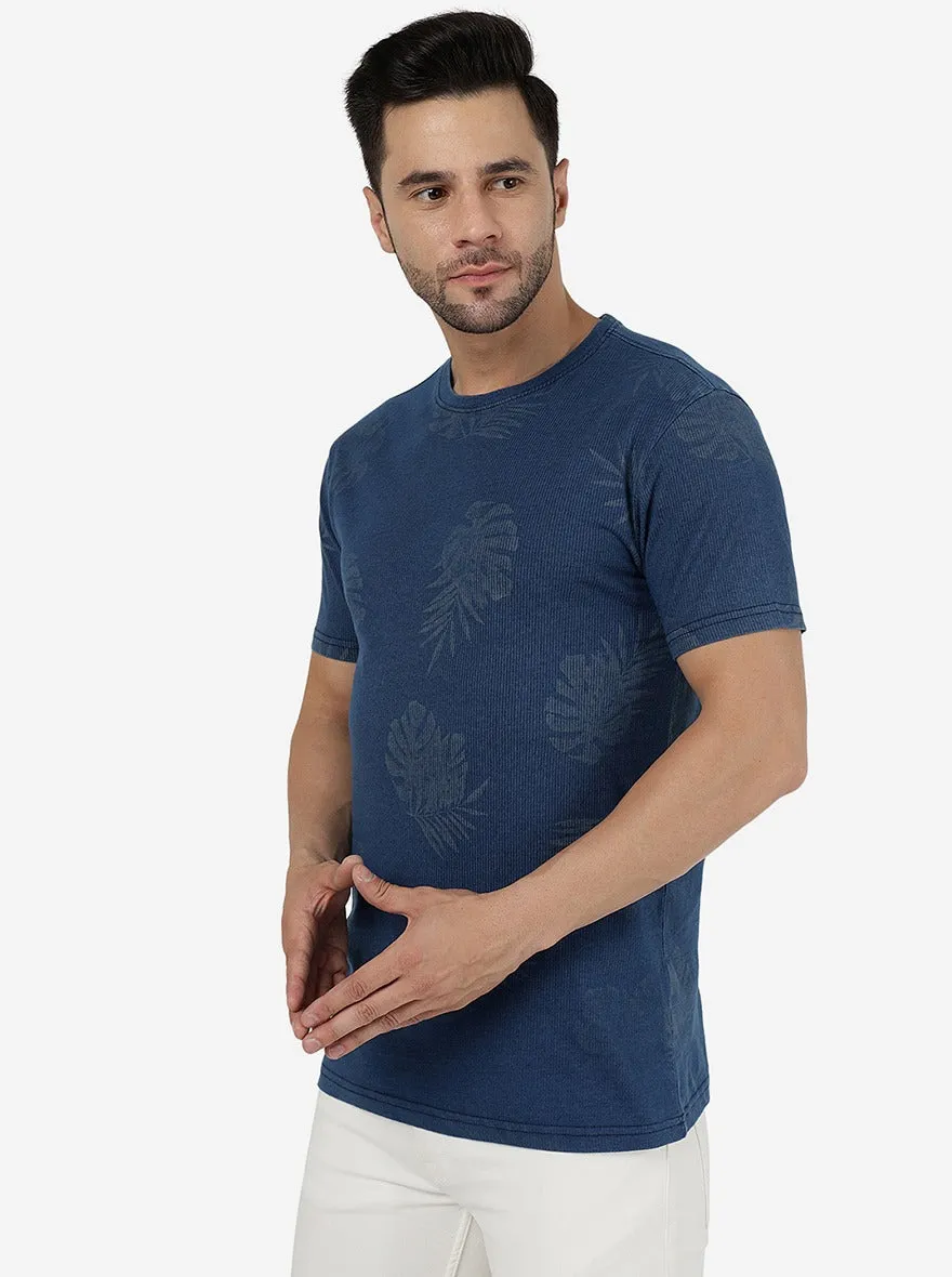 River Blue Printed Slim Fit T-Shirt | JadeBlue