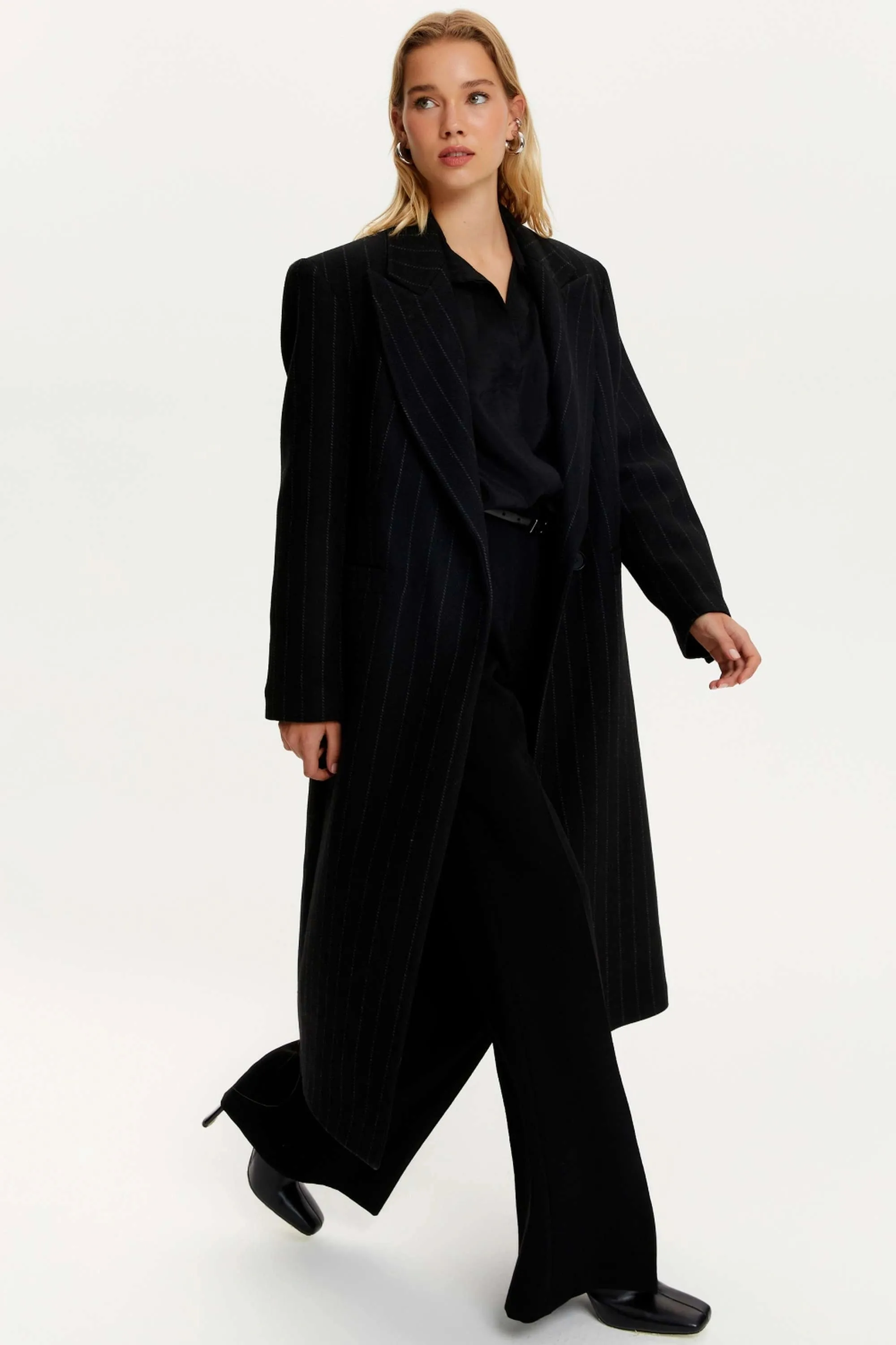 Shoulder Pad Wool Blend Coat